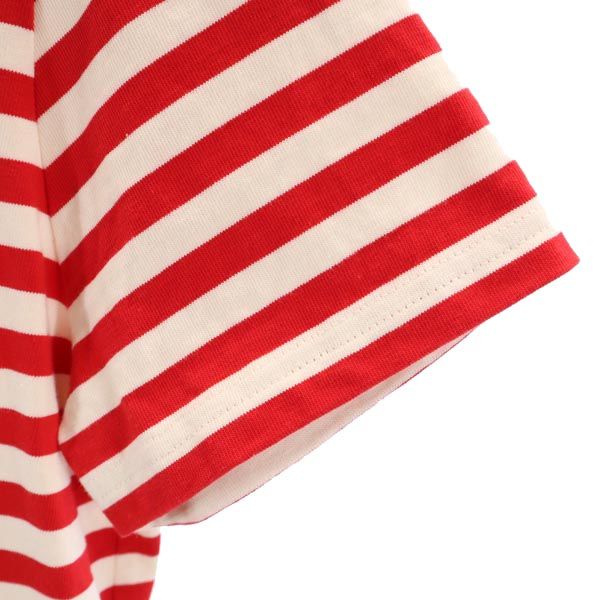 Tory Burch トリーバーチ ボーダー柄 半袖 Tシャツ L レッド×アイボリー クルーネック メンズ