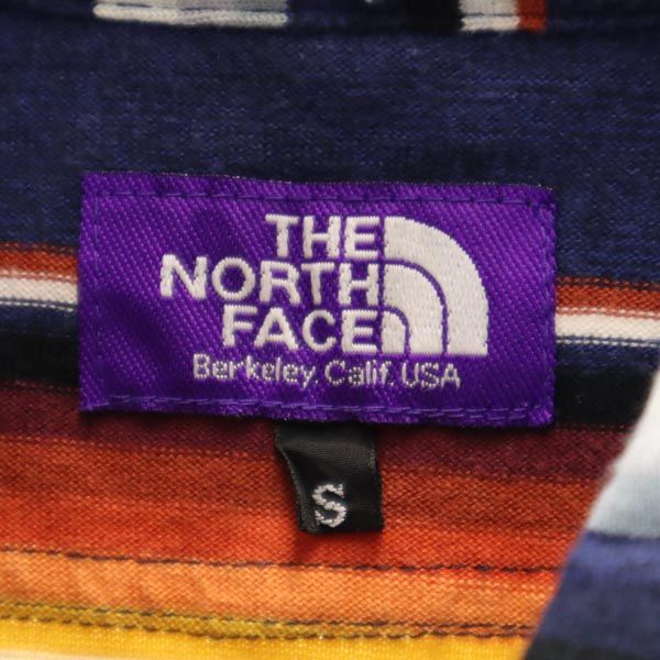 ノースフェイス NT3602N ボーダー 半袖 シャツ S ブルー系 THE NORTH FACE アウトドア メンズ