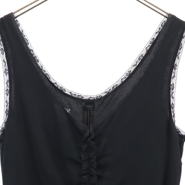 ARMANI COLLEZIONI アルマーニコレッツォーニ シルク タンクトップ 44 ブラック系 カットソー バックジップ レディース