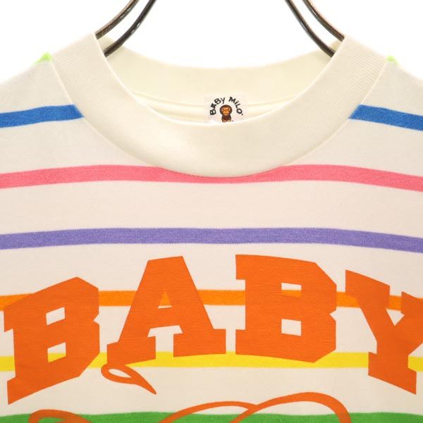 A BATHING APE アベイシングエイプ ボーダー 半袖 Tシャツ SHORT ホワイト系 レディース