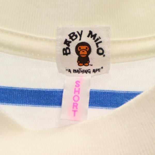 A BATHING APE アベイシングエイプ ボーダー 半袖 Tシャツ SHORT ホワイト系 レディース