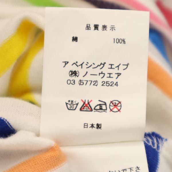 A BATHING APE アベイシングエイプ ボーダー 半袖 Tシャツ SHORT ホワイト系 レディース