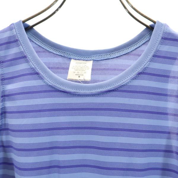 patagonia パタゴニア USA製 ボーダー タンクトップ S ブルー系 レディース