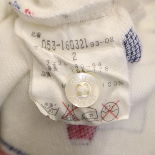 PEARLY GATES パーリーゲイツ 日本製 ゴルフ 半袖 ポロシャツ 2 ホワイト系 鹿の子 メンズ