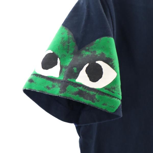 プレイコムデギャルソン 2009年 日本製 プリント 半袖 Tシャツ M ネイビー系 PLAY COMME des GARCONS レディース