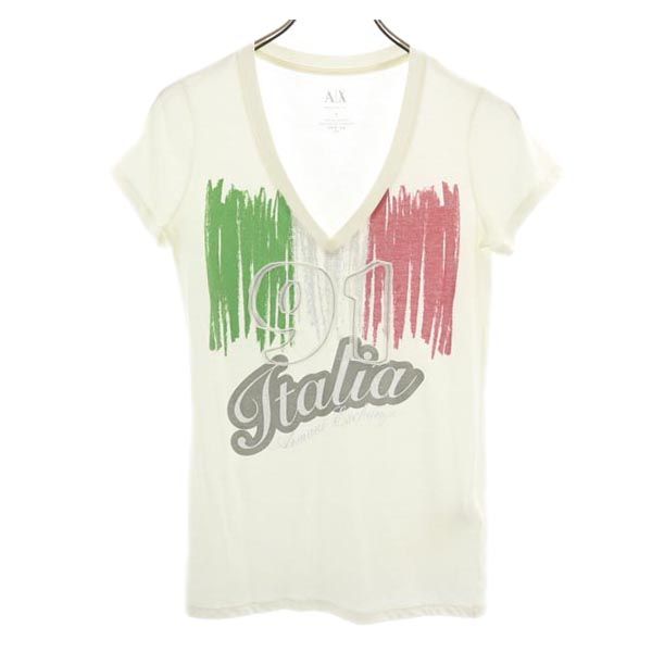 ARMANI EXCHANGE アルマーニエクスチェンジ 半袖 Vネック Tシャツ S ホワイト系 レディース