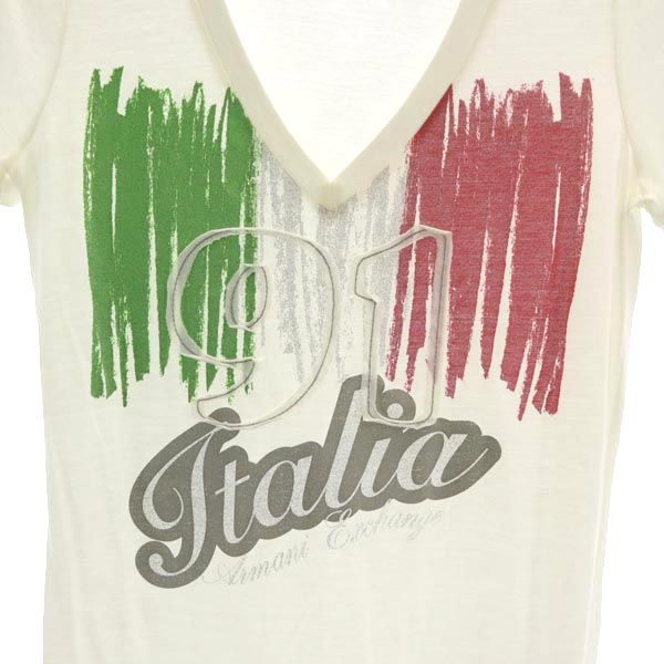 ARMANI EXCHANGE アルマーニエクスチェンジ 半袖 Vネック Tシャツ S ホワイト系 レディース