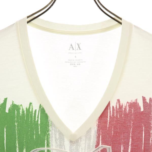 ARMANI EXCHANGE アルマーニエクスチェンジ 半袖 Vネック Tシャツ S ホワイト系 レディース