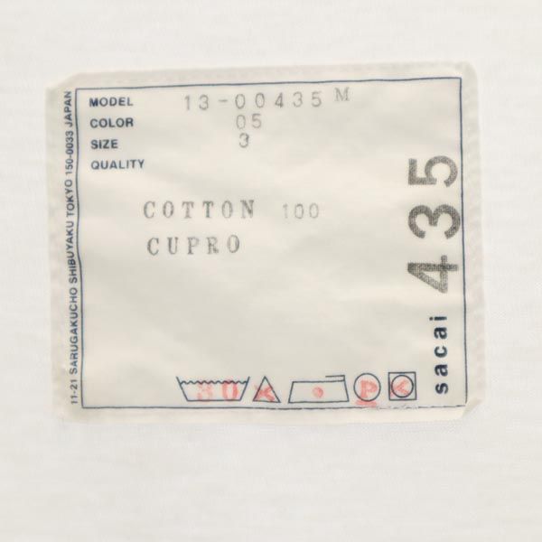 Sacai サカイ 日本製 半袖 Tシャツ 3 グレー系 胸ポケット メンズ