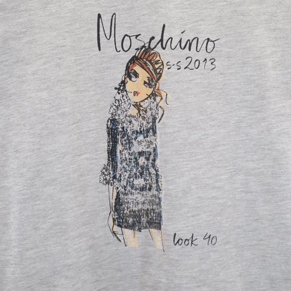 MOSCHINO モスキーノ プリント 半袖 Tシャツ グレー系 レディース