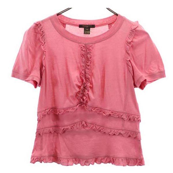 LOUIS VUITTON ルイヴィトン イタリア製 半袖 フリル カットソー M ピンク系 レディース