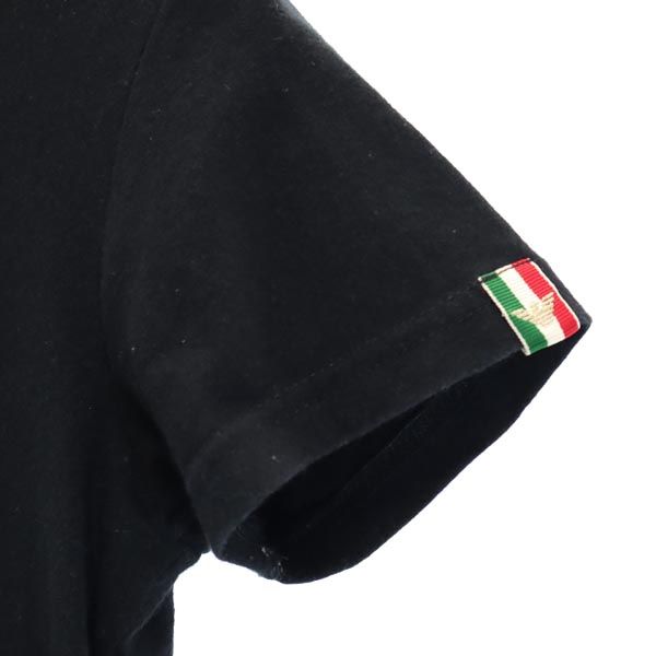 Emporio Armani エンポリオアルマーニ 日本製 バック ラインストーン付 半袖 Vネック Tシャツ S 黒 レディース