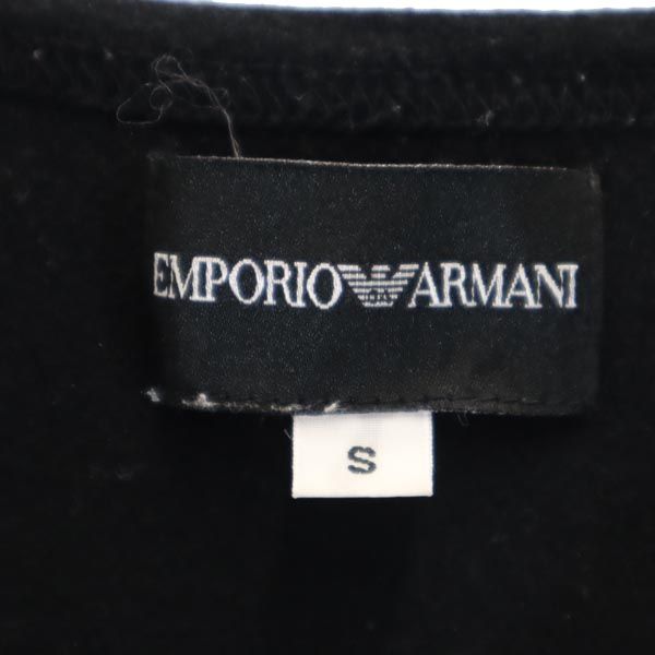 Emporio Armani エンポリオアルマーニ 日本製 バック ラインストーン付 半袖 Vネック Tシャツ S 黒 レディース