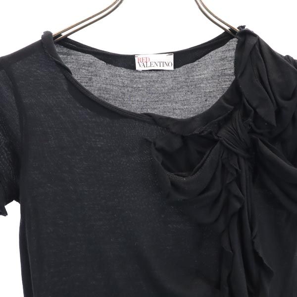 RED VALENTINO レッドヴァレンティノ 半袖 デザイン カットソー XS ブラック系 レディース