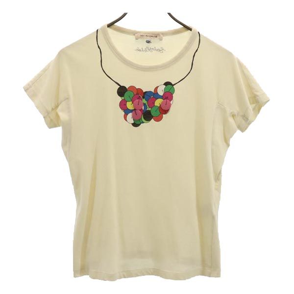 SEE BY CHLOE シーバイクロエ プリント 半袖 Tシャツ 4 ベージュ系 レディース