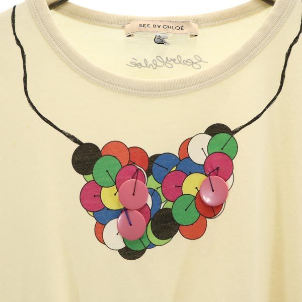 SEE BY CHLOE シーバイクロエ プリント 半袖 Tシャツ 4 ベージュ系 レディース