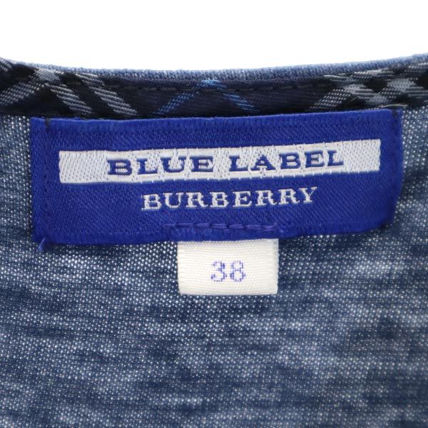 バーバリーブルーレーベル 三陽商会 半袖 ワンピース 38 青×紺 BURBERRY BLUE LABEL レディース