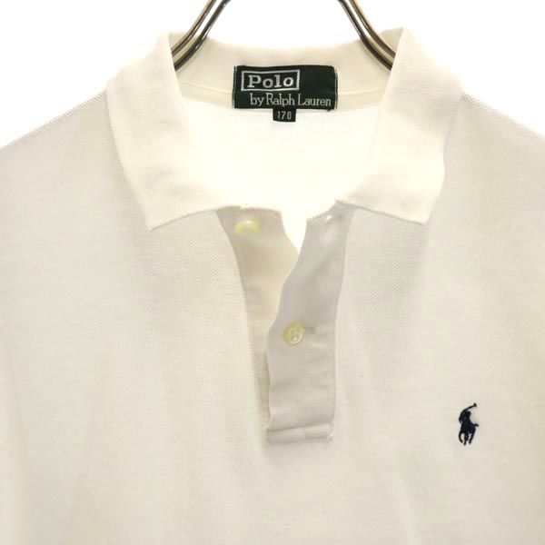 Polo by Ralph Lauren ポロバイラルフローレン 80s 緑タグ ボーイズ ヴィンテージ 半袖 ポロシャツ 170 ホワイト系 鹿の子 キッズ