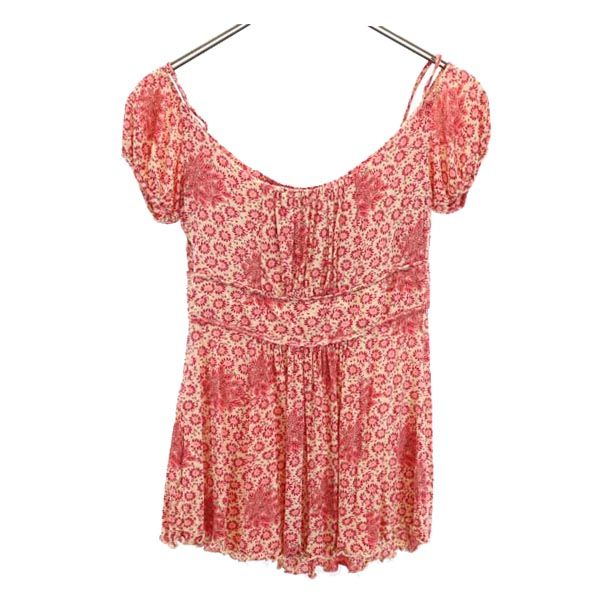 SPORTMAX スポーツマックス イタリア製 総柄 半袖 カットソー M レッド系 サイドジップ レディース