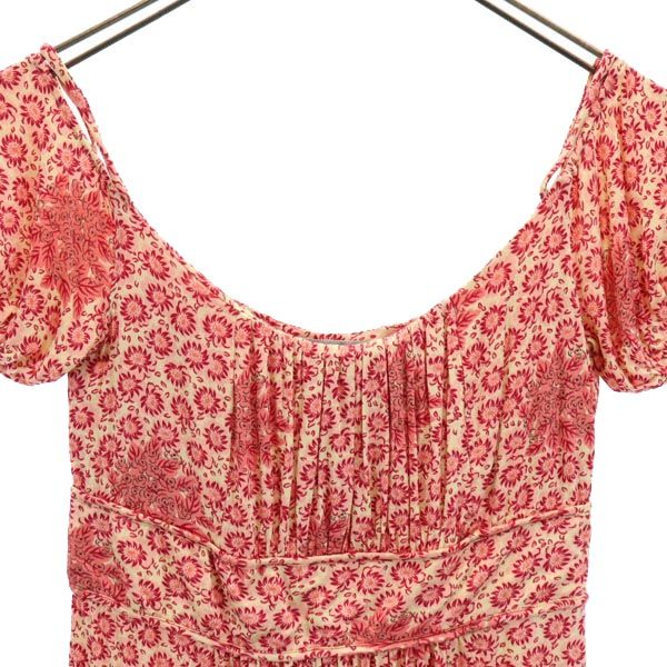 SPORTMAX スポーツマックス イタリア製 総柄 半袖 カットソー M レッド系 サイドジップ レディース