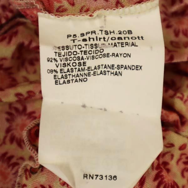 SPORTMAX スポーツマックス イタリア製 総柄 半袖 カットソー M レッド系 サイドジップ レディース