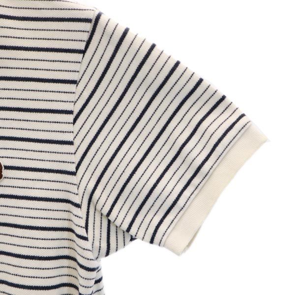 A BATHING APE アベイシングエイプ 日本製 ボーダー柄 半袖 ポロシャツ S 白×黒 鹿の子 メンズ