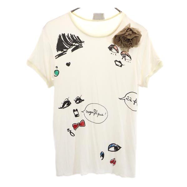 LANVIN ランバン プリント 半袖 Tシャツ S アイボリー系 カットソー レディース