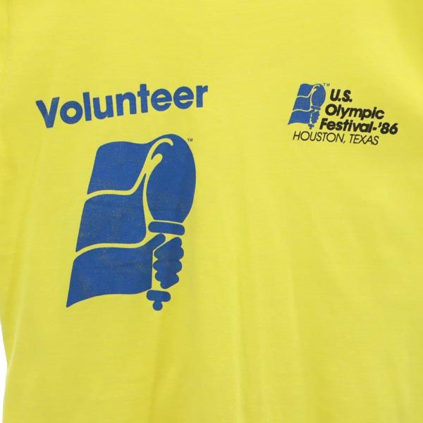 SCREEN STARS スクリーンスターズ 90s オールド USA製 半袖 Tシャツ M 黄 クルーネック ロゴプリント メンズ