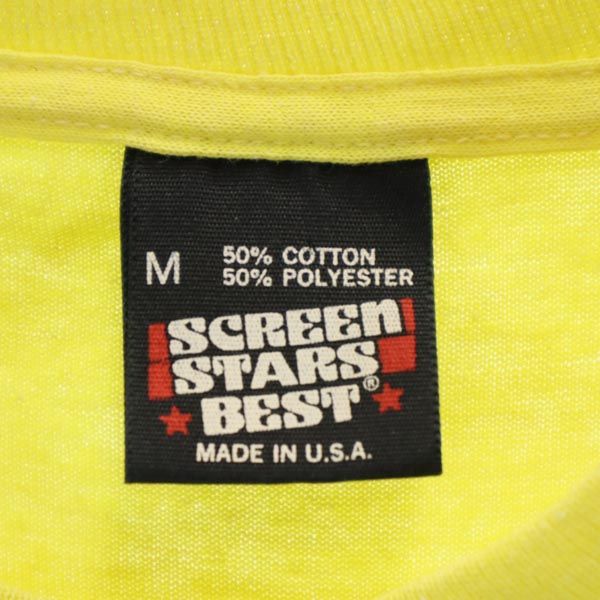 スクリーンスターズ 90s オールド USA製 半袖 Tシャツ M 黄 SCREEN STARS クルーネック ロゴプリント メンズ