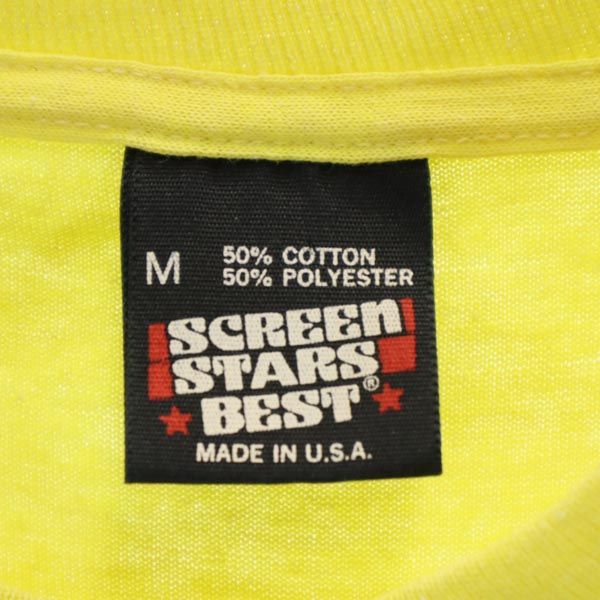 SCREEN STARS スクリーンスターズ 90s オールド USA製 半袖 Tシャツ M 黄 クルーネック ロゴプリント メンズ