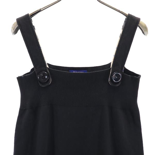 BURBERRY BLUE LABEL バーバリーブルーレーベル 三陽商会 コットンニット 切替 キャミソール 38 黒 レディース