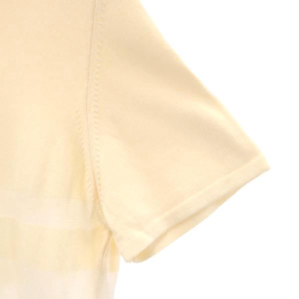 Salvatore Ferragamo サルヴァトーレフェラガモ シルクブレンド ボーダー柄 半袖 ニット M ベージュ系 セーター レディース