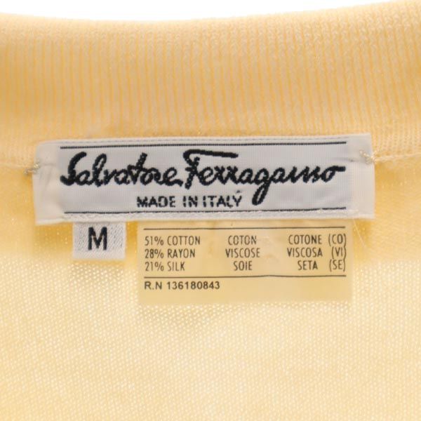 Salvatore Ferragamo サルヴァトーレフェラガモ シルクブレンド ボーダー柄 半袖 ニット M ベージュ系 セーター レディース