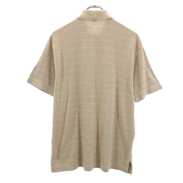 Polo by Ralph Lauren ポロバイラルフローレン ボーダー柄 半袖 ポロシャツ S ベージュ系 ロゴ刺_ メンズ