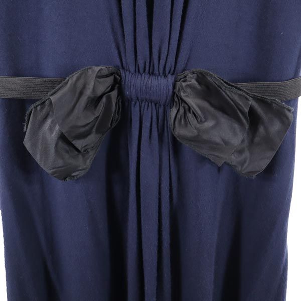 LANVIN ランバン 半袖 ウエストリボン カットソー M ネイビー系 チュニック レディース