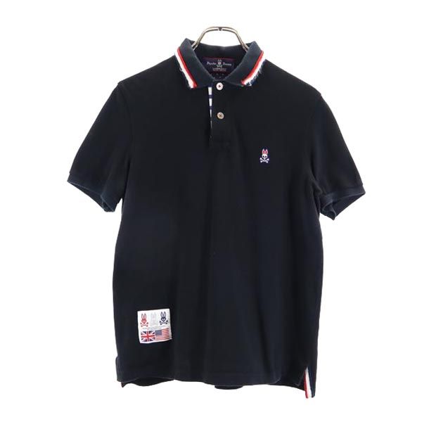 Psycho Bunny サイコバニー ゴルフ 半袖 ポロシャツ Ｍ 黒 鹿の子 メンズ