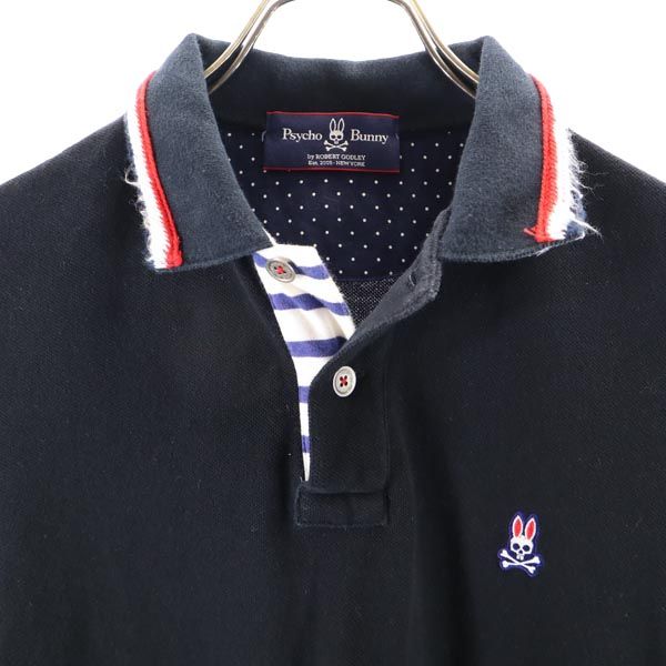Psycho Bunny サイコバニー ゴルフ 半袖 ポロシャツ Ｍ 黒 鹿の子 メンズ