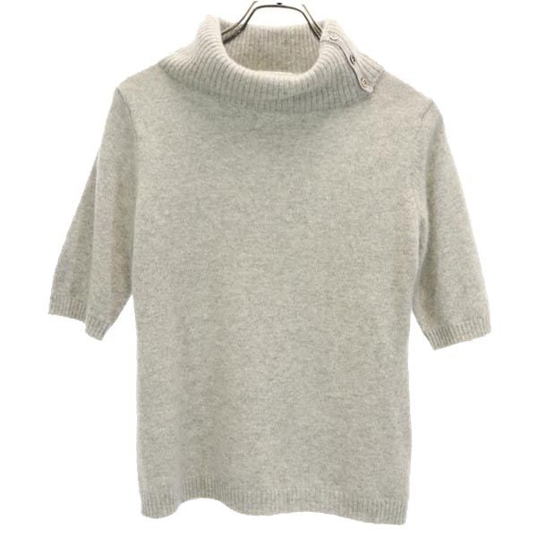 SEIZE カシミヤ100% 半袖 オフタートル ニット 3 グレー セーター レディース