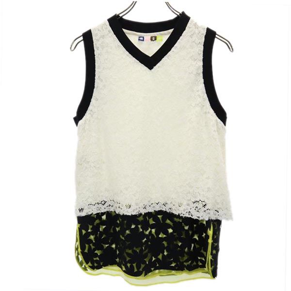 MSGM エムエスジーエム イタリア製 ノースリーブ Vネック カットソー 38 ホワイト系 ベスト レディース