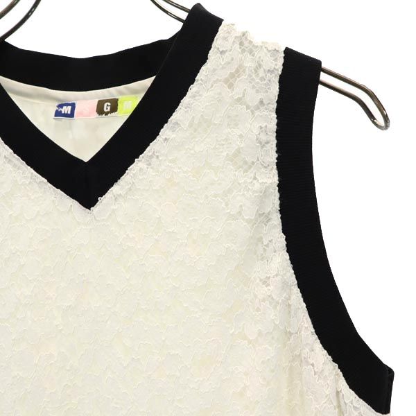MSGM エムエスジーエム イタリア製 ノースリーブ Vネック カットソー 38 ホワイト系 ベスト レディース