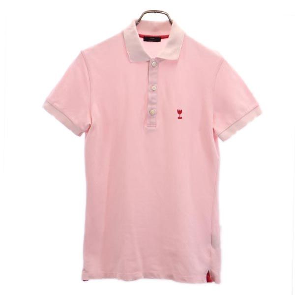 wjk ダブルジェイケイ 日本製 半袖 ダメージ加工 ポロシャツ S ピンク系 鹿の子 レディース
