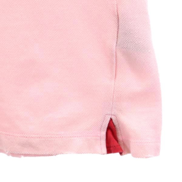 wjk ダブルジェイケイ 日本製 半袖 ダメージ加工 ポロシャツ S ピンク系 鹿の子 レディース