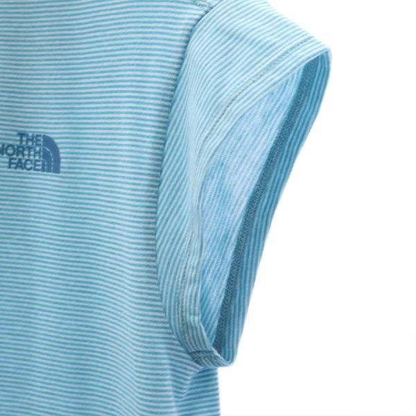THE NORTH FACE ノースフェイス NTW11281 ボーダー 半袖 フード付 Tシャツ M ブルー系 アウトドア レディース