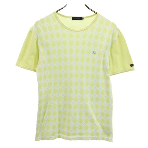 BURBERRY BLACK LABEL バーバリーブラックレーベル 日本製 三陽商会 アーガイル 半袖 Tシャツ 2 イエロー系 メンズ