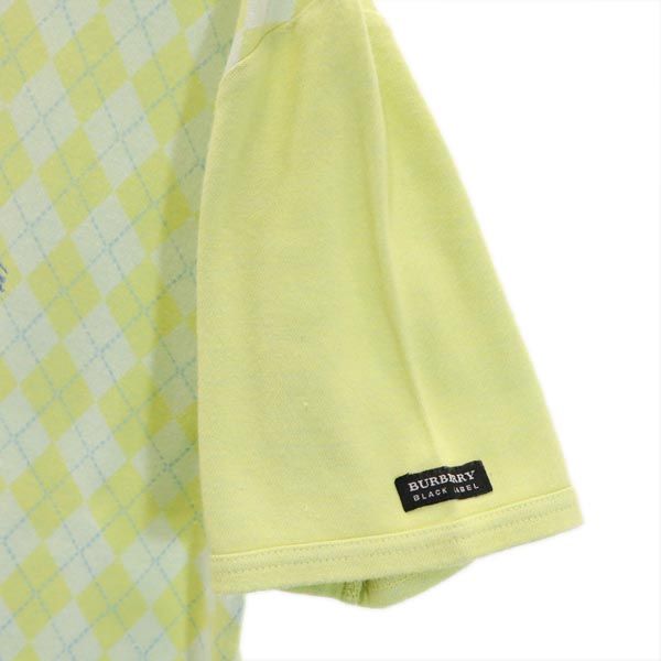 BURBERRY BLACK LABEL バーバリーブラックレーベル 日本製 三陽商会 アーガイル 半袖 Tシャツ 2 イエロー系 メンズ