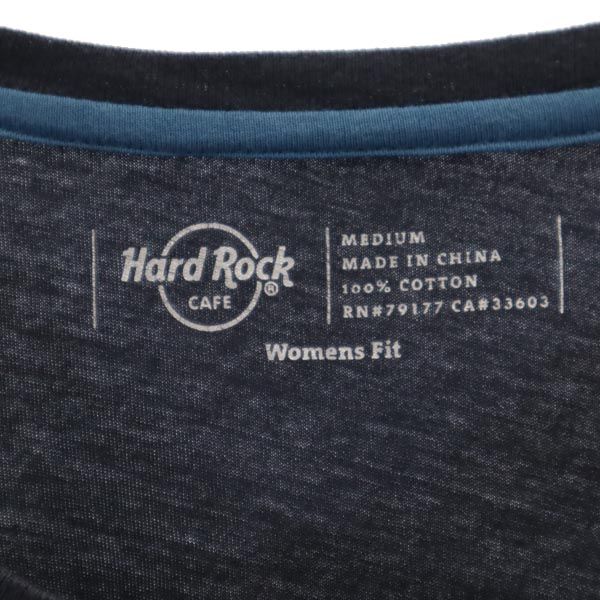 HARD ROCK CAFE ハードロックカフェ プリント 半袖 Tシャツ M ネイビー レディース