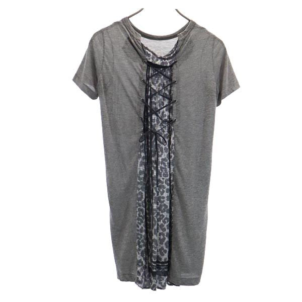 Sacai サカイ 日本製 半袖 ワンピース 2 グレー系 チュニック レディース
