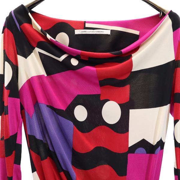 DIANE VON FURSTENBERG ダイアンフォンファステンバーグ シルク 長袖 ワンピース 0 サイドリボン レディース