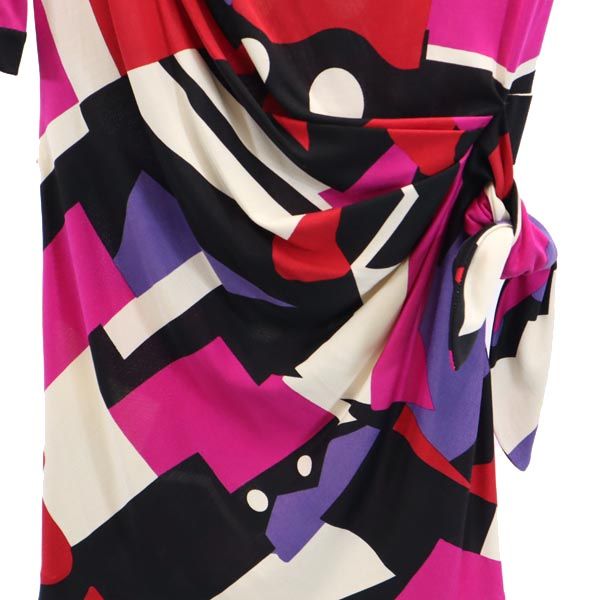 DIANE VON FURSTENBERG ダイアンフォンファステンバーグ シルク 長袖 ワンピース 0 サイドリボン レディース