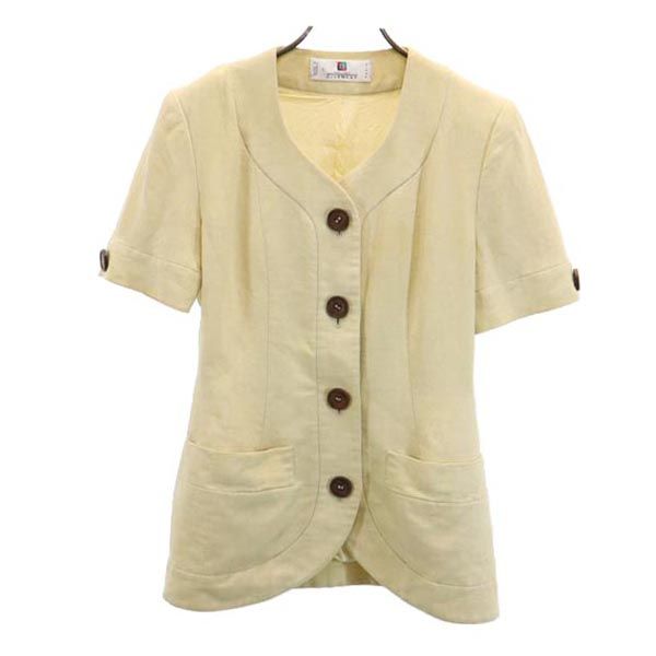 Givenchy ジバンシー フランス製 半袖 ノーカラージャケット ベージュ レディース